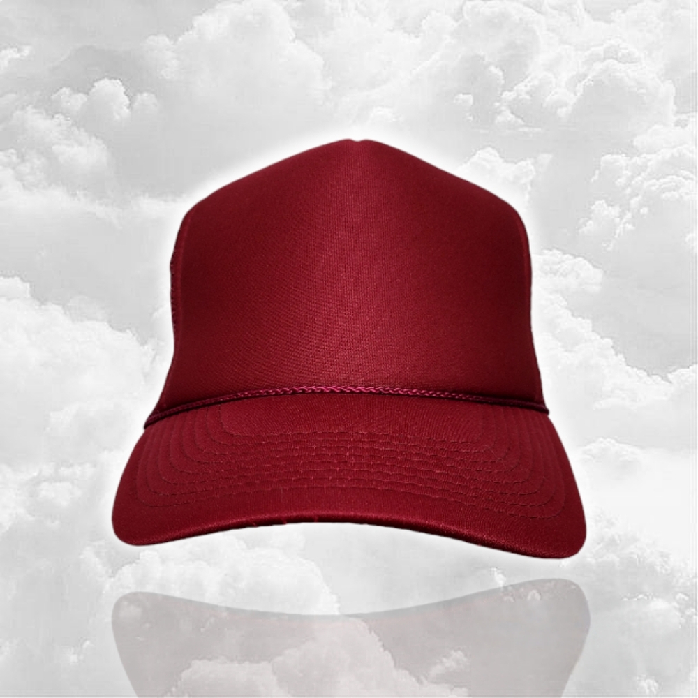 OTTO Polyester Foam Front 5 Panel High Crown Mesh Back Trucker Hat in Maroon
